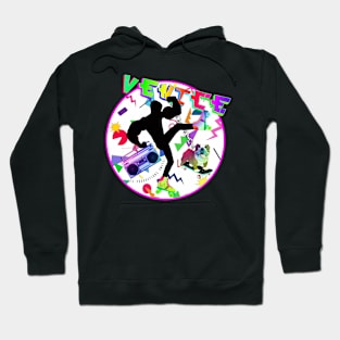 California Venice Beach - English Bulldog & Boombox | 90s style Neon Multi Colors Hoodie